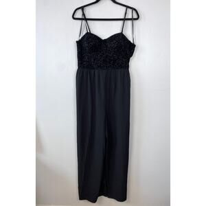 BOG Collective Velvet Bustier Jumpsuit Whimsygoth Wide Leg Floral Gothic Size XL